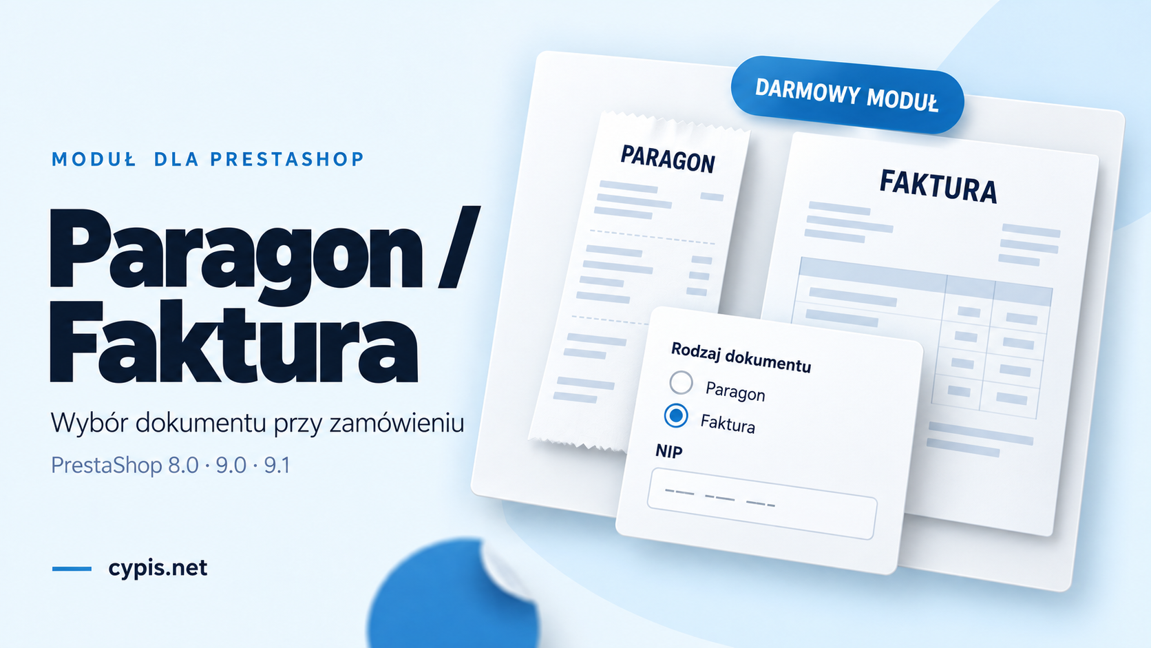 [Prestashop] Paragon / Faktura - darmowy dla 8.0, 9.0, 9.1